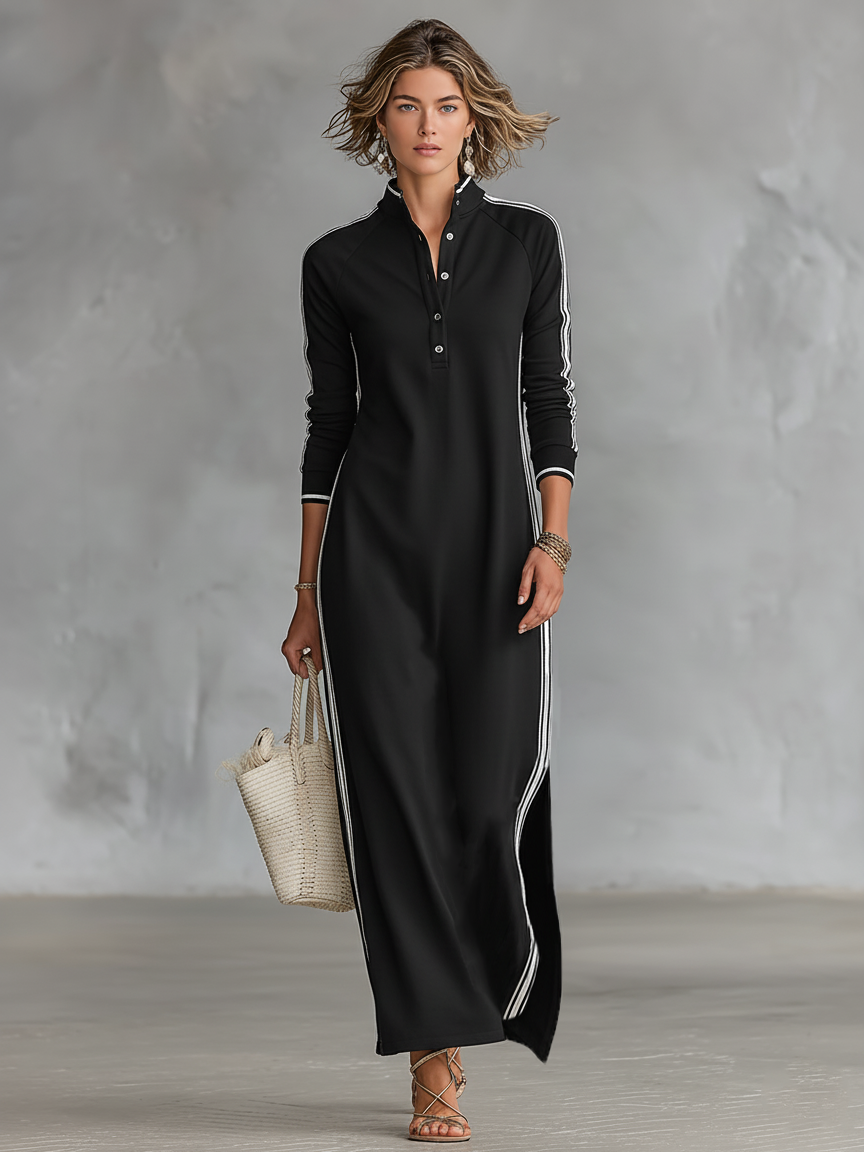 Vestido Maxi de Felpa con Botones