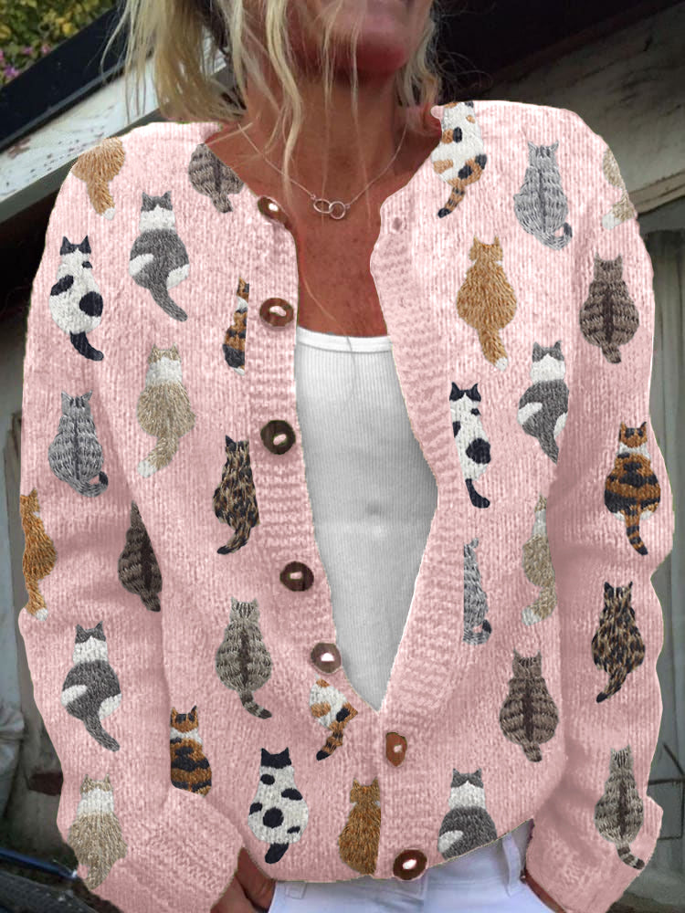 Cárdigan con estampado de gatos