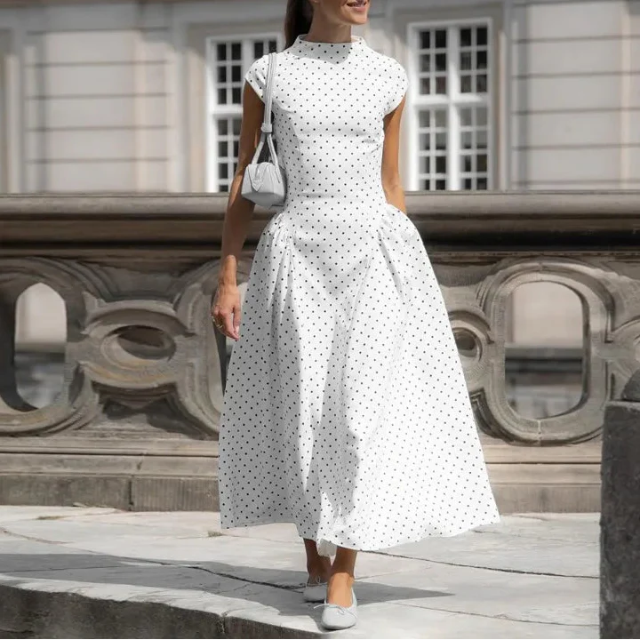 Vestido largo vintage de lunares