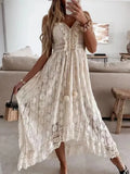 Vestido largo con cuello en V y encaje «Alina»
