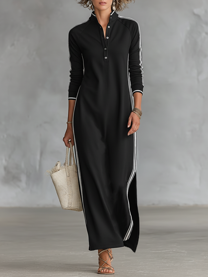 Vestido Maxi de Felpa con Botones