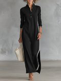 Vestido Maxi de Felpa con Botones