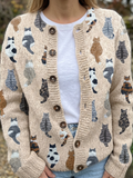 Cárdigan con estampado de gatos